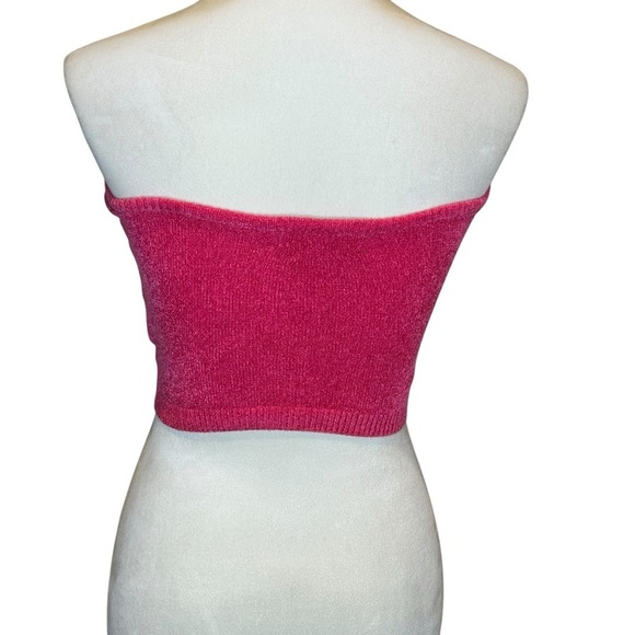 Urban Outfitters Hot Pink Ruched Front Tie Back Cropped Bandeau Size Small - Picture 9 of 15